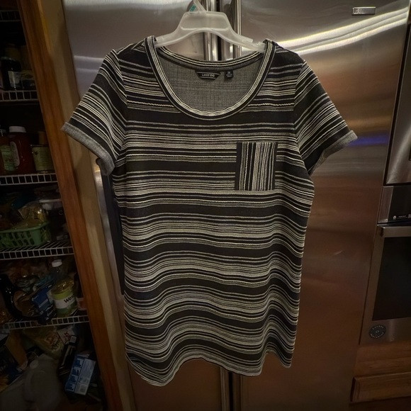 Lands'‎ End Black and Gray Striped Dress - Picture 3 of 5